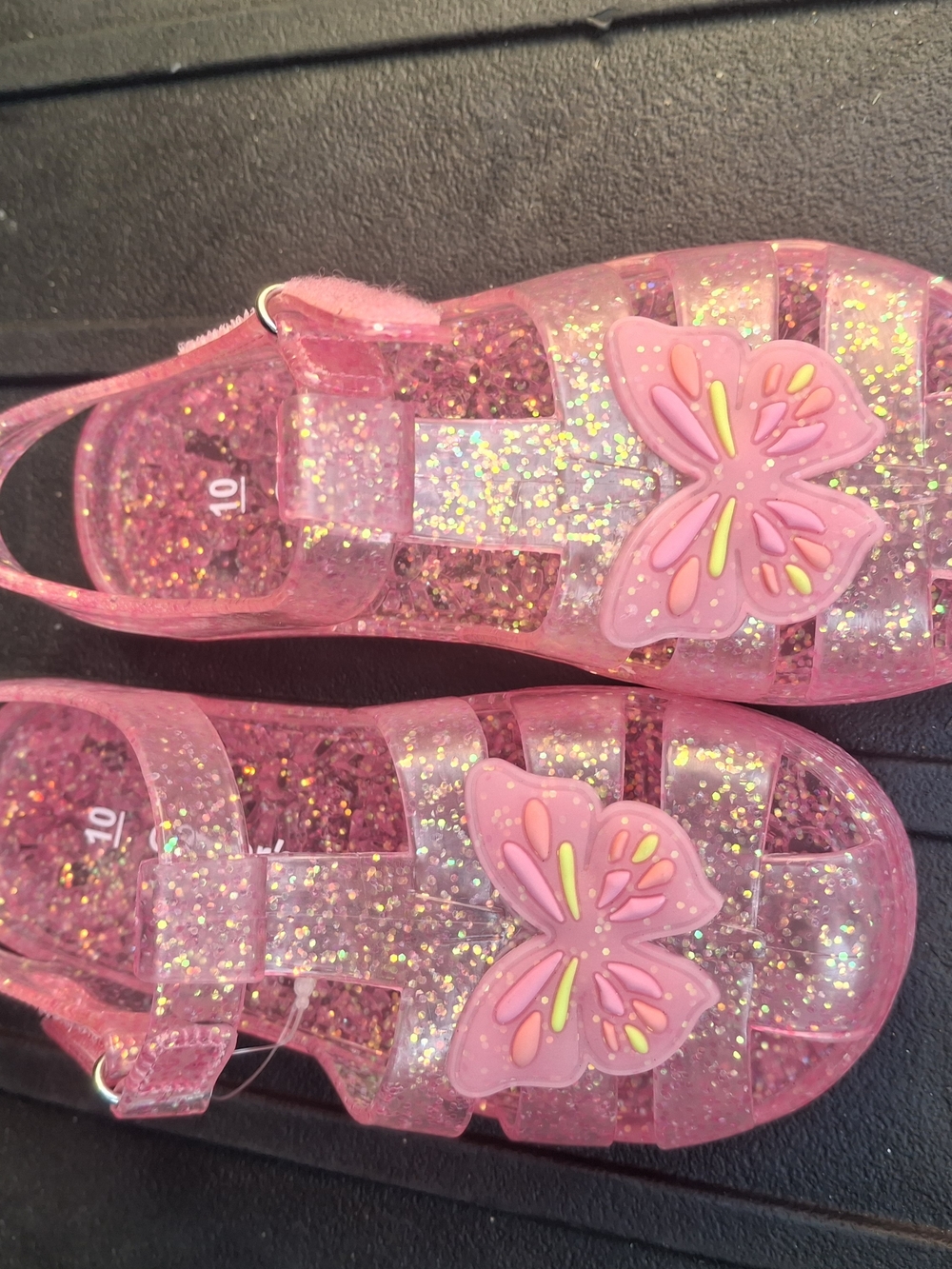 Carter's Pink Glitter Butterfly Jelly Sandals